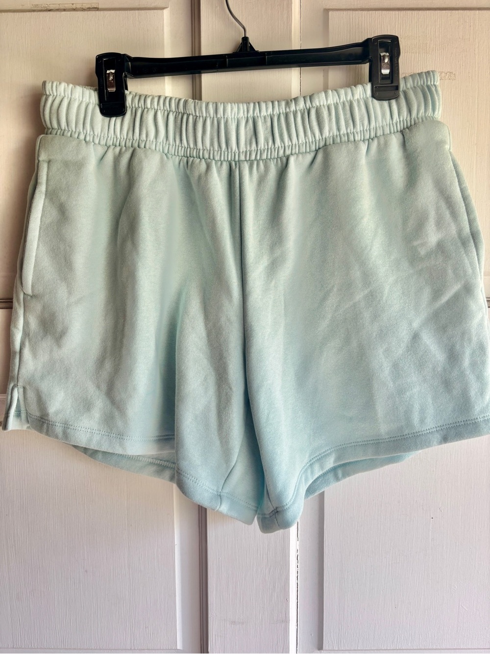 NWT Tek Gear Ultrasoft Fleece Lounge Shorts Light Blue Cozy Athleisure L
